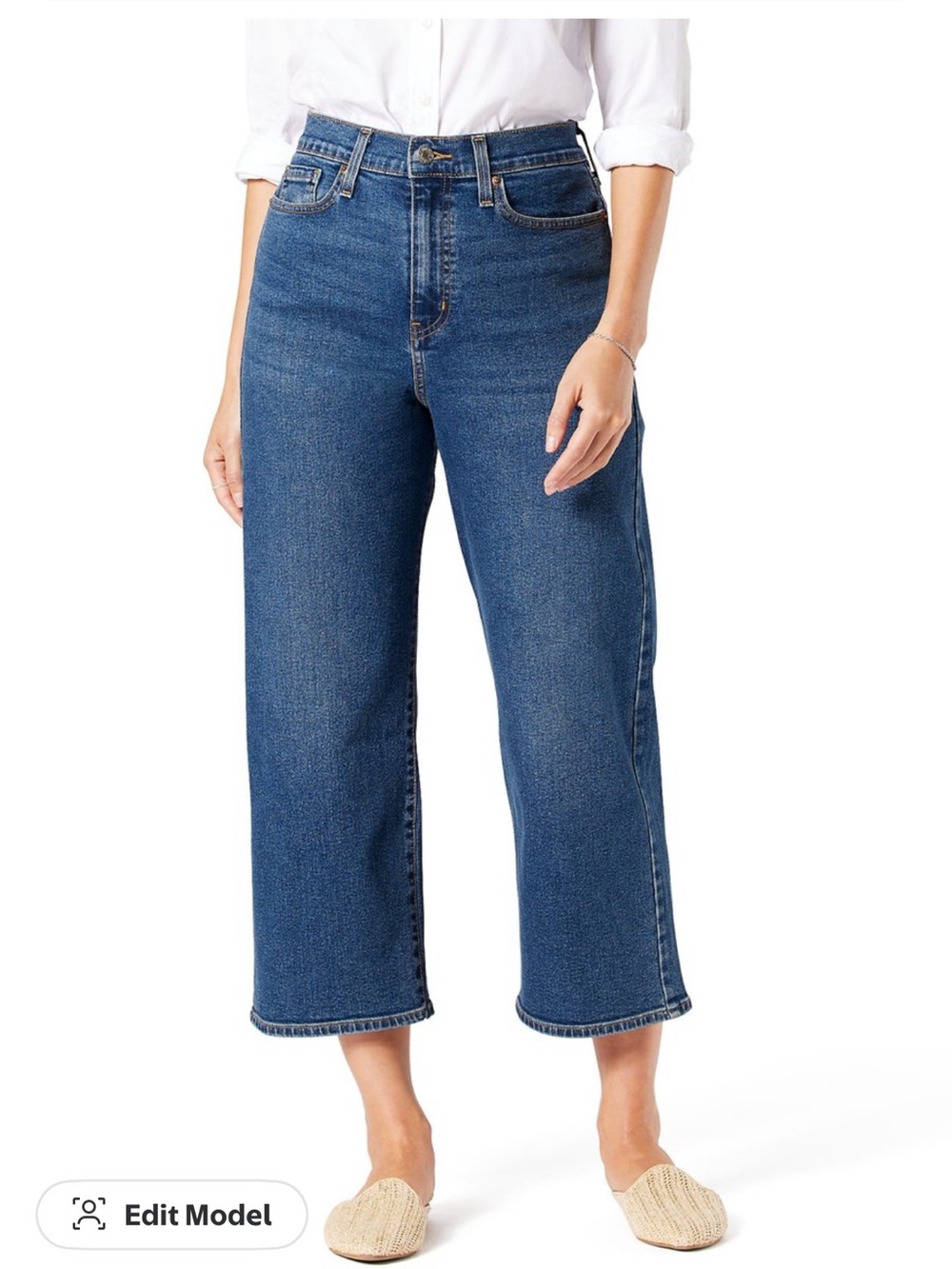 Signature by Levi Strauss Cropped Wide-Leg Jeans in Blue